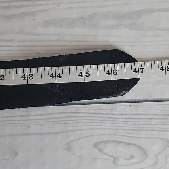 Vintage 70s Black Leather Belt With Turtle Buckle By Paris' Size 40 - Picture 9 of 9